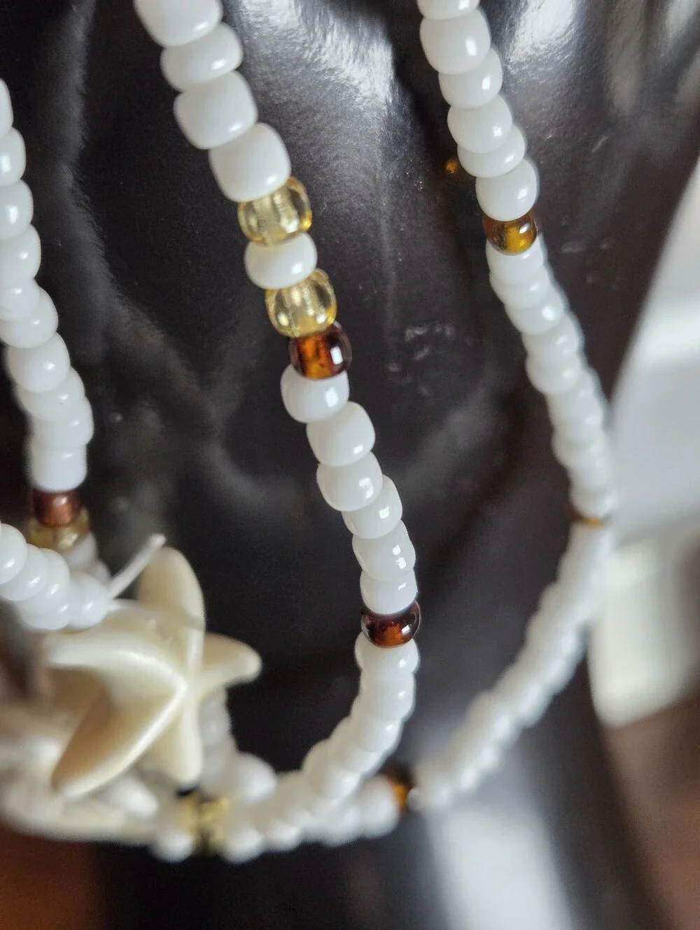 4pcs Beach Glass Rice Bead Anklet Chains Stacked Starfish and Sea Turtle